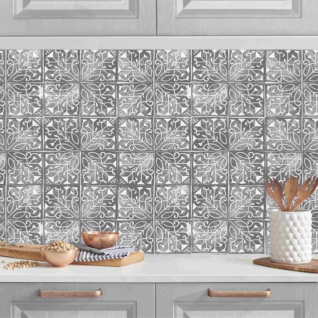 Achterwand voor keuken en zwart en wit Vintage Pattern Spanish Tiles II