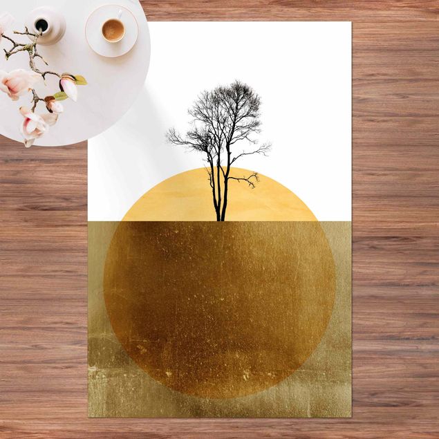 moderne vloerkleden Golden Sun With Tree