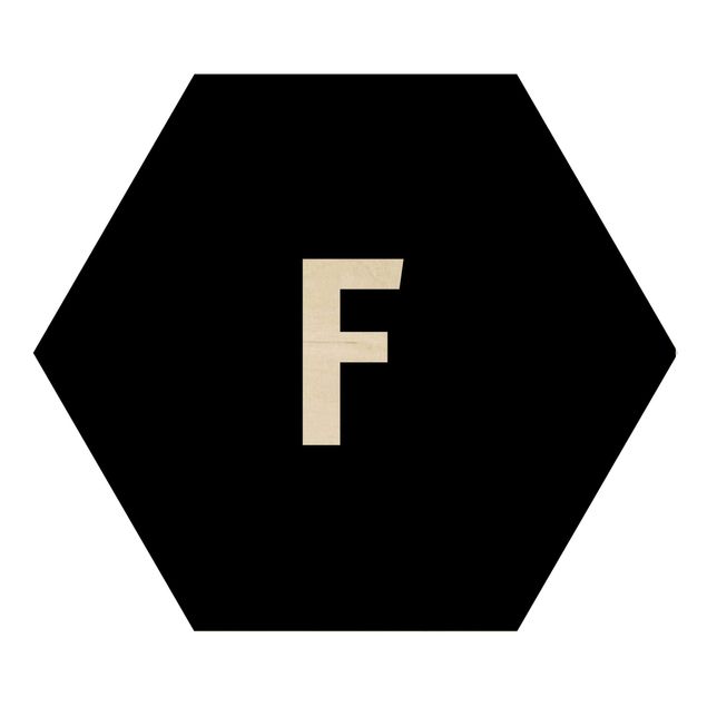 Hexagons houten schilderijen Letter Black F