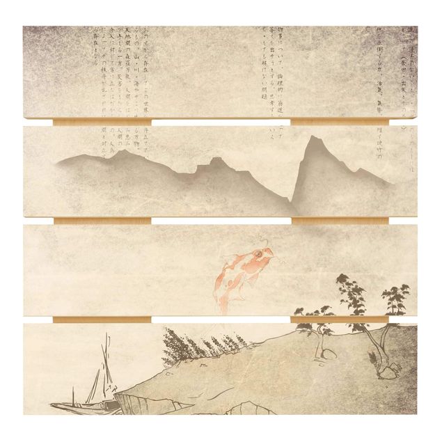 Houten schilderijen op plank No.MW8 Japanese Silence