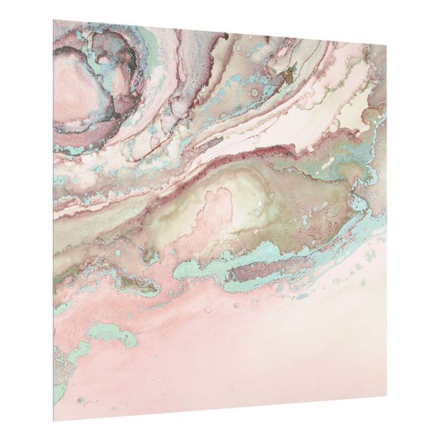 Spatscherm keuken Colour Experiments Marble Light Pink And Turquoise