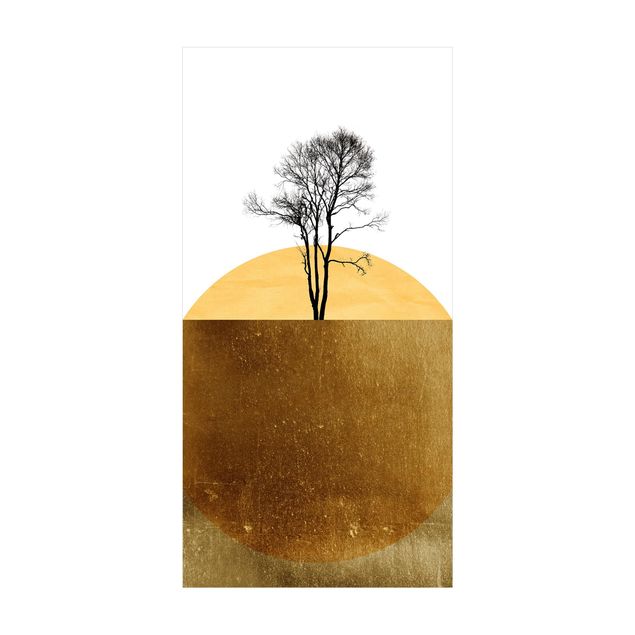 natuurlijk vloerkleed Golden Sun With Tree