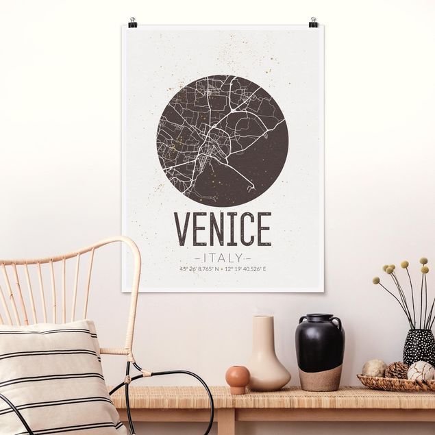 Posters Venice City Map - Retro
