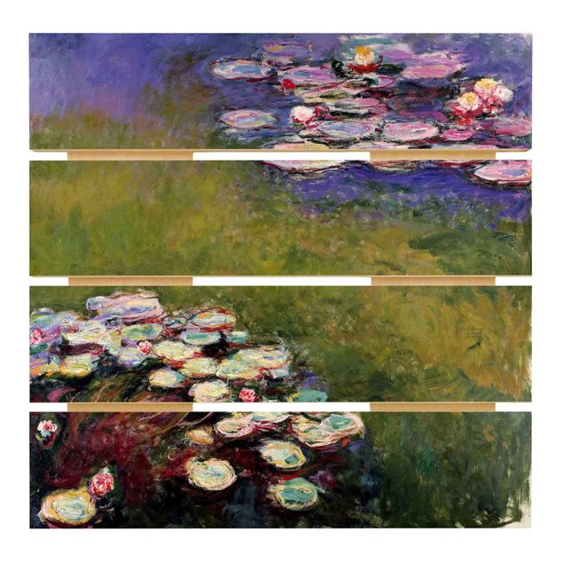 Houten schilderijen op plank Claude Monet - Water Lilies