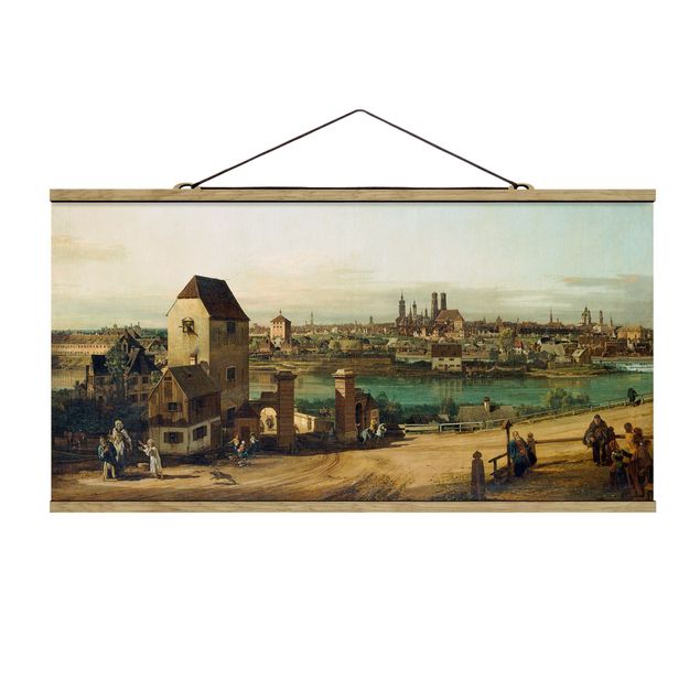 Stoffen schilderij met posterlijst Bernardo Bellotto - Munich, Seen By Haidhausen