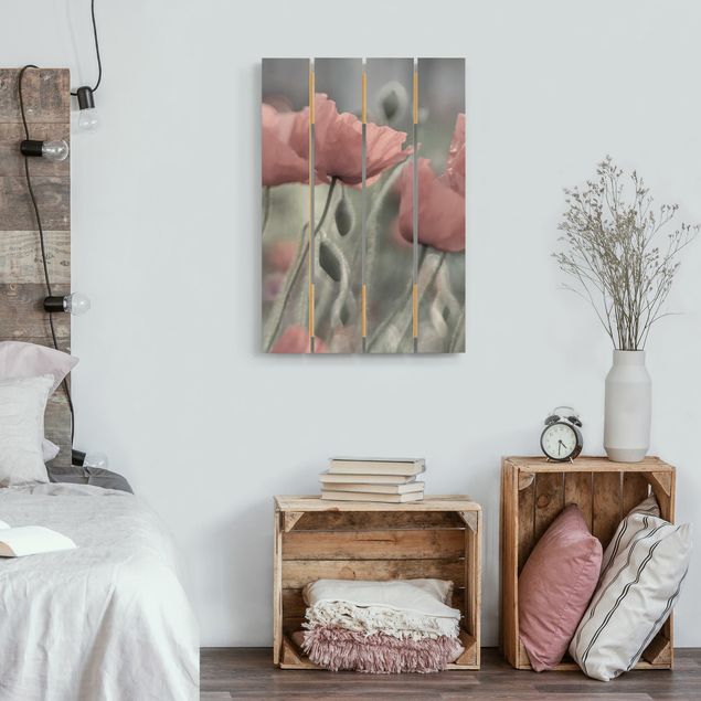 Houten schilderijen op plank Picturesque Poppy