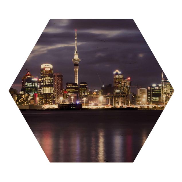 Hexagons houten schilderijen Auckland At Night