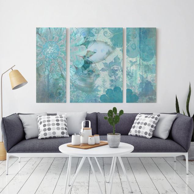 Canvas schilderijen - 3-delig Winter Flowers