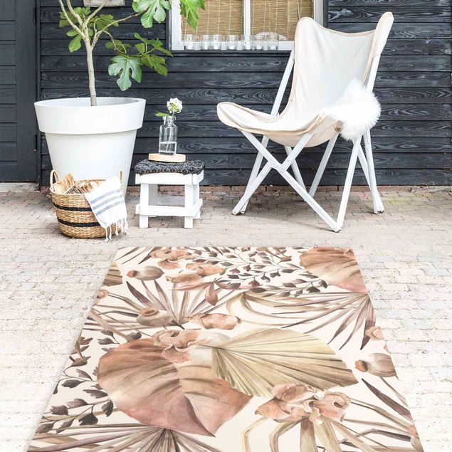tapijt modern Beige Palm Leaves