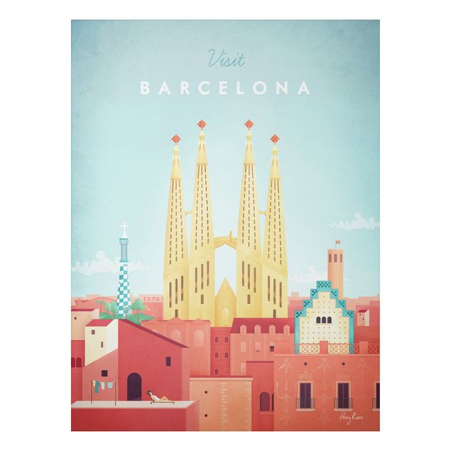 Aluminium Dibond schilderijen Travel Poster - Barcelona