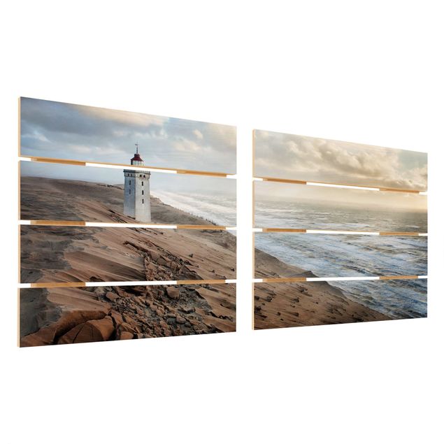 Houten schilderijen op plank - 2-delig Lighthouse In Denmark