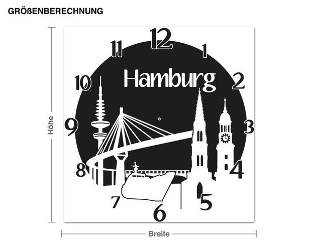 Muurstickers métropole Hamburg clock