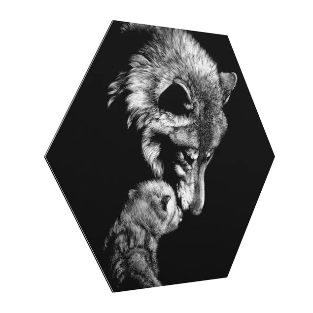 Hexagons Aluminium Dibond schilderijen Wolf In The Dark