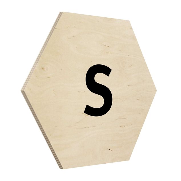 Hexagons houten schilderijen Letter White S