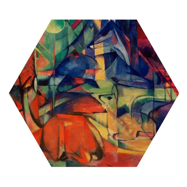 Hexagons houten schilderijen Franz Marc - Deer In The Forest