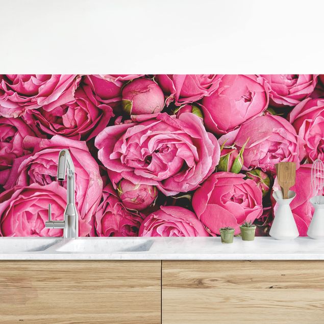 Achterwand voor keuken bloemen Pink Peonies