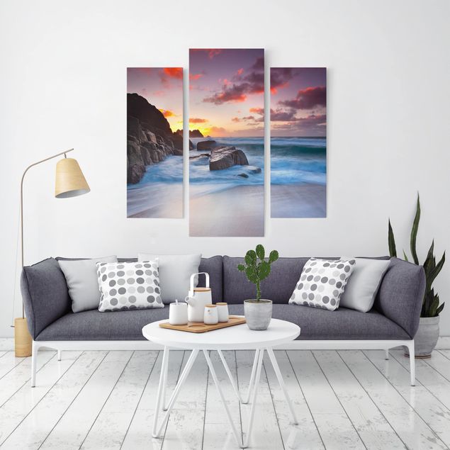 Canvas schilderijen - 3-delig By The Sea In Cornwall