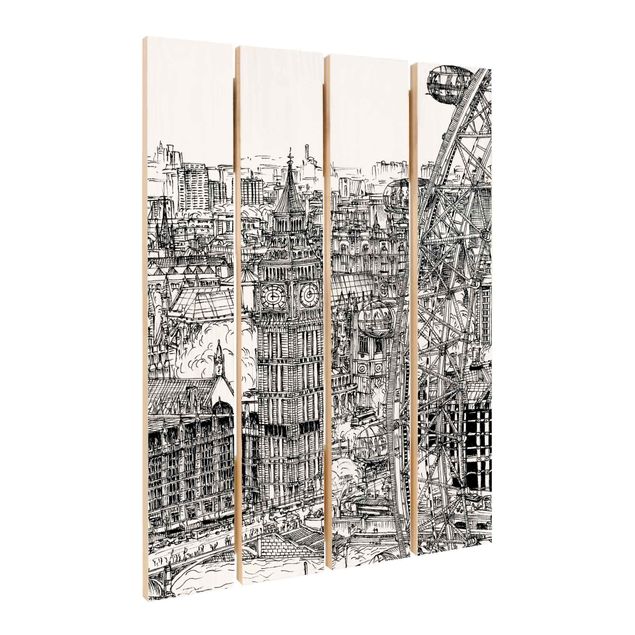 Houten schilderijen op plank City Study - London Eye
