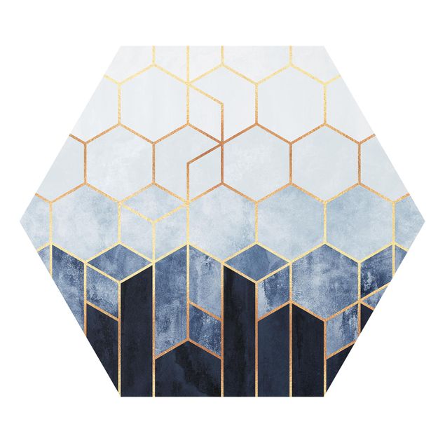 Hexagons Forex schilderijen Golden Hexagons Blue White