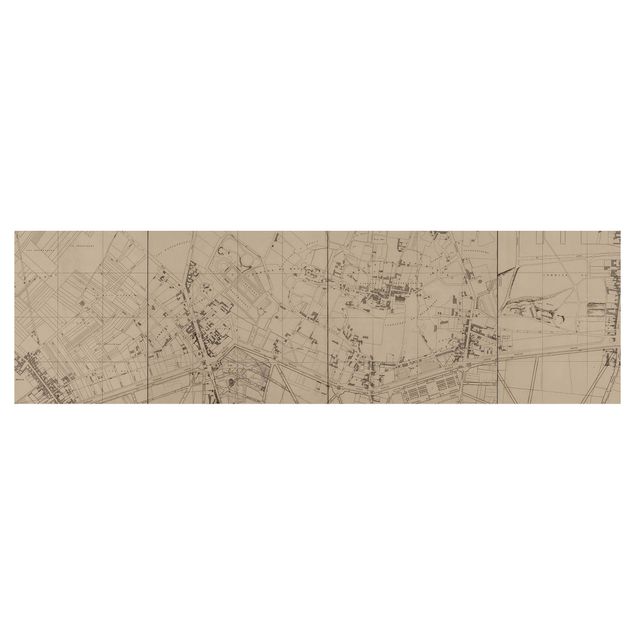 Keukenachterwanden Vintage Map Montmartre In Beige