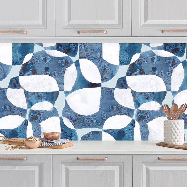 Achterwand voor keuken patroon Living Stones Pattern In Blue