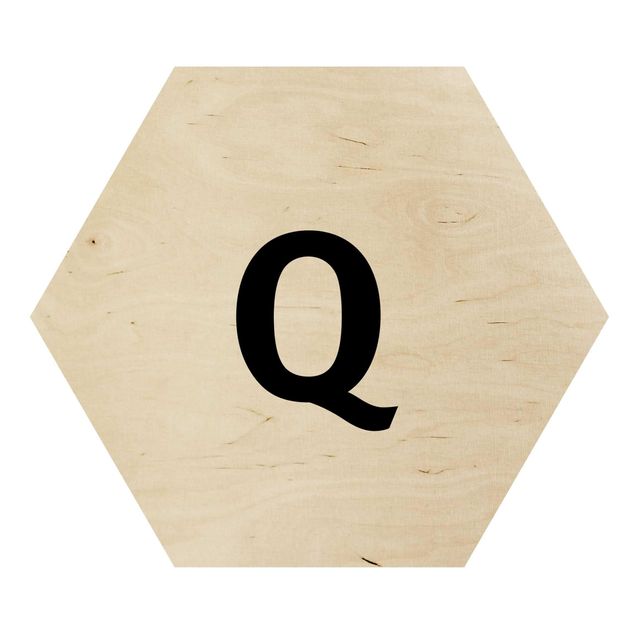 Hexagons houten schilderijen Letter Q White