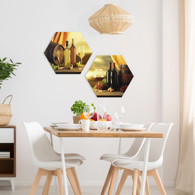 Hexagons Aluminium Dibond schilderijen - 2-delig Wine With A View