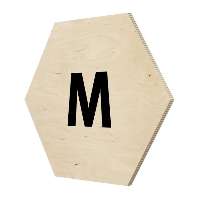 Hexagons houten schilderijen Letter White M