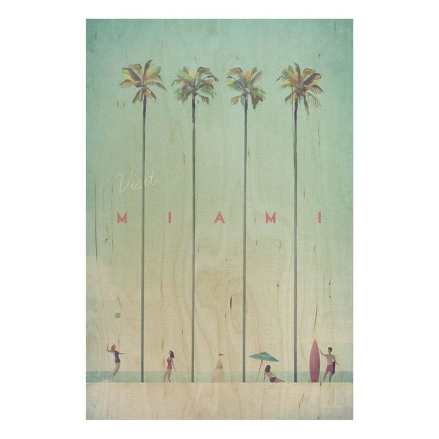 Houten schilderijen Travel Poster - Miami
