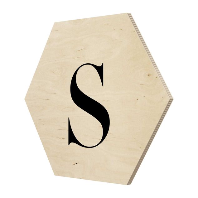 Hexagons houten schilderijen Letter Serif White S