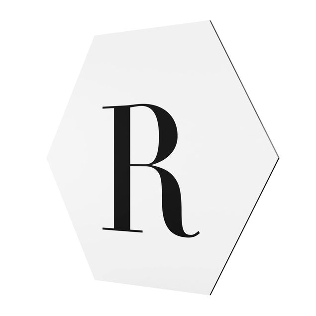 Hexagons Aluminium Dibond schilderijen Letter Serif White R