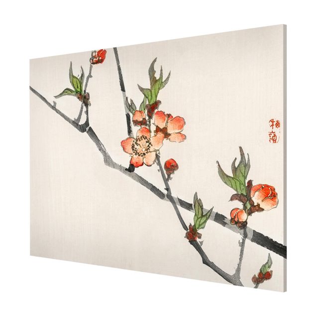 Magneetborden Asian Vintage Drawing Cherry Blossom Branch