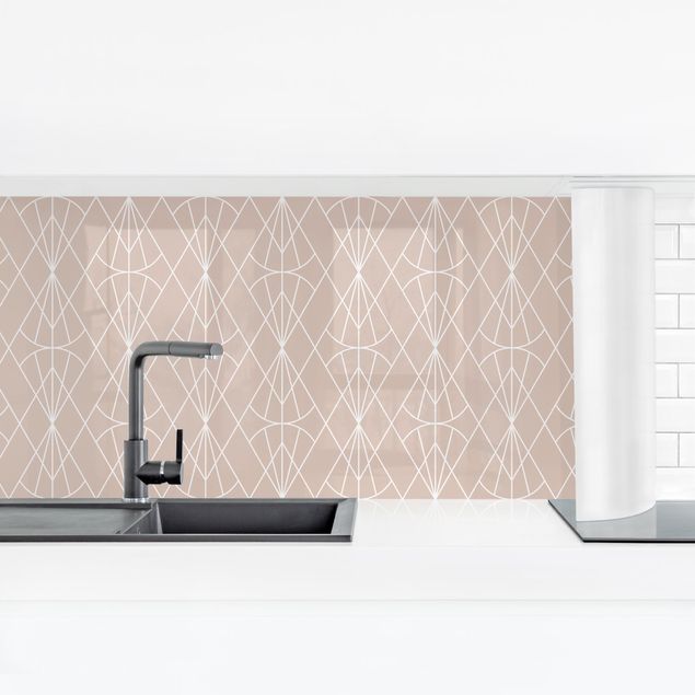 Achterwand in keuken Art Deco Diamond Pattern In Front Of Beige XXL