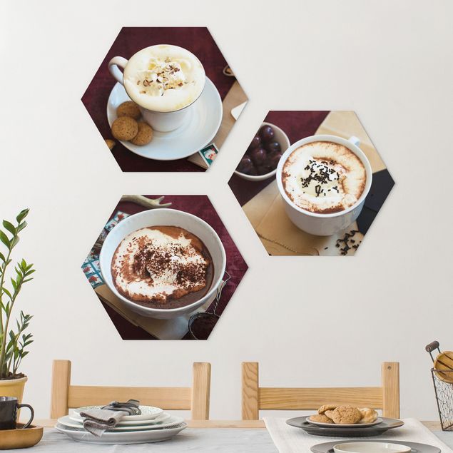 Hexagons Forex schilderijen - 3-delig Hot Chocolate With Cream