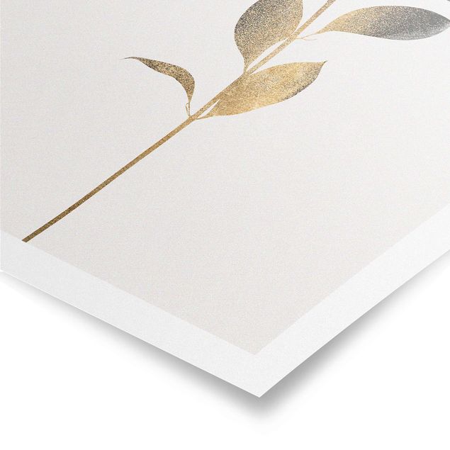 Posters Graphical Plant World - Gold And Grey