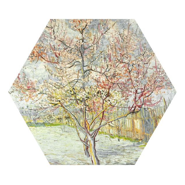 Hexagons Forex schilderijen Vincent van Gogh - Flowering Peach Trees