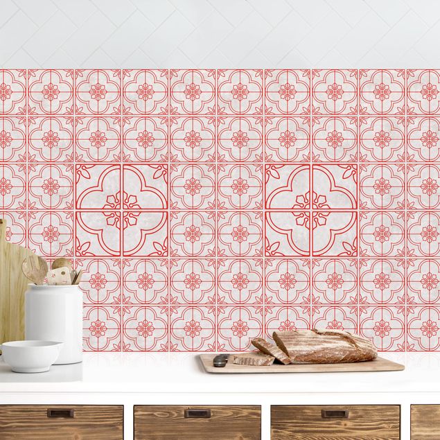 Achterwand voor keuken patroon Lagos Red