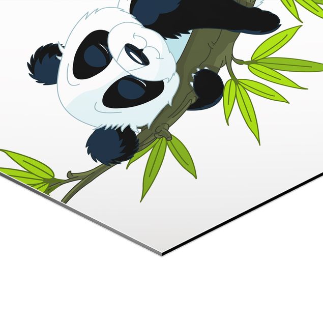 Hexagons Aluminium Dibond schilderijen - 3-delig Panda set