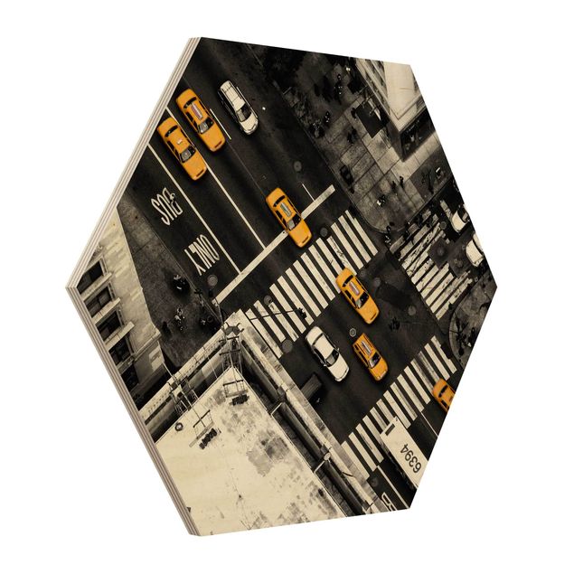 Hexagons houten schilderijen New York City Cabs