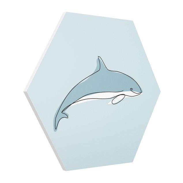 Hexagons Forex schilderijen Dolphin Line Art