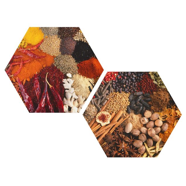 Hexagons Forex schilderijen - 2-delig Exotic Spices