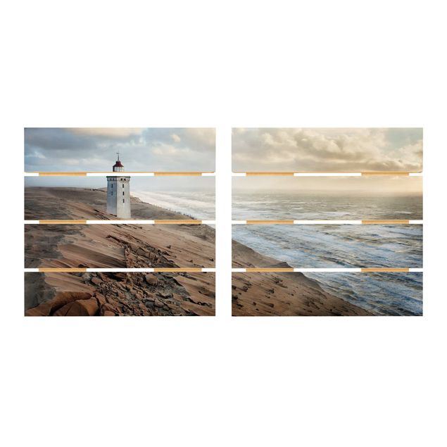 Houten schilderijen op plank - 2-delig Lighthouse In Denmark