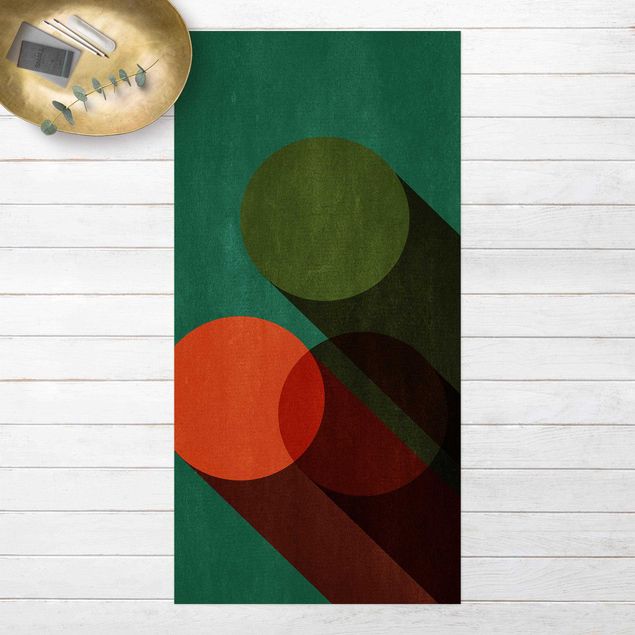 Balkonkleden Abstract Shapes - Circles In Green And Red