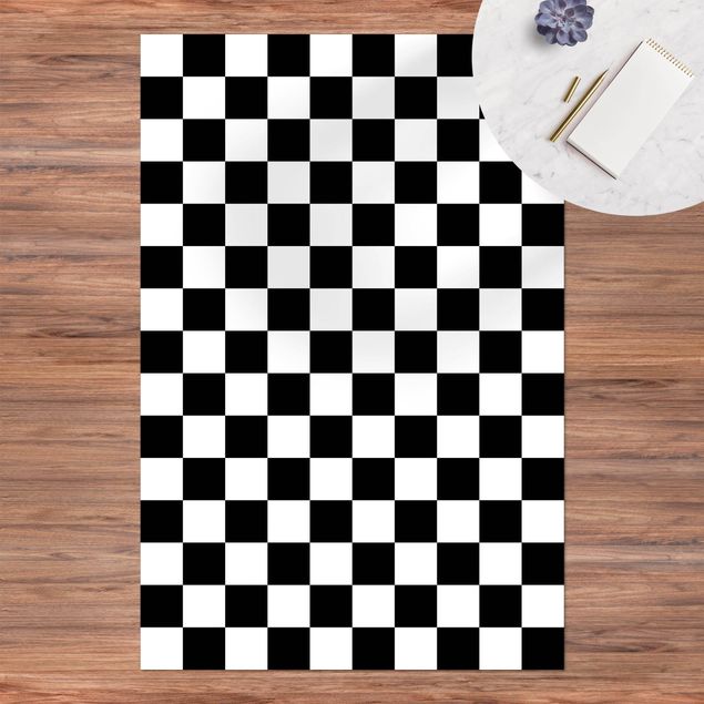 moderne vloerkleden Geometrical Pattern Chessboard Black And White