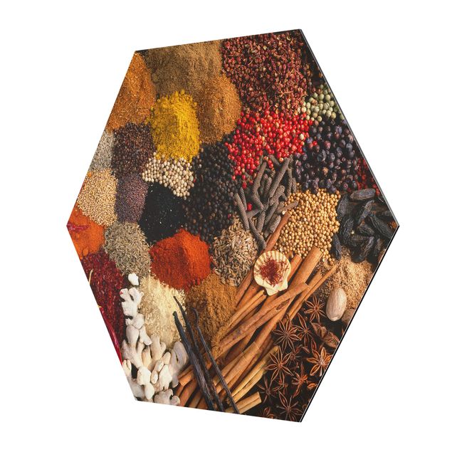 Hexagons Aluminium Dibond schilderijen Exotic Spices