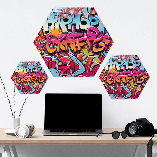 Hexagons Forex schilderijen Hip Hop Graffiti