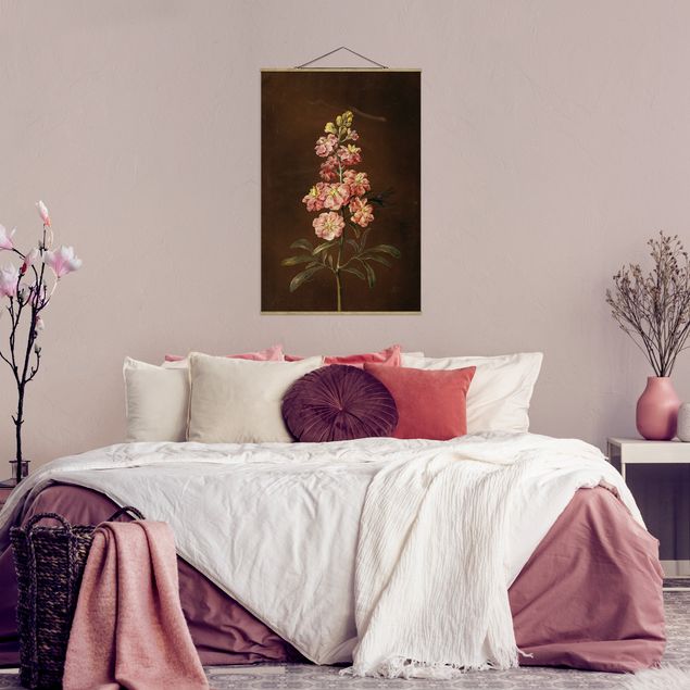 Stoffen schilderij met posterlijst Barbara Regina Dietzsch - A Light Pink Gillyflower