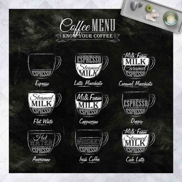Balkonkleden Coffee Varieties Chalkboard