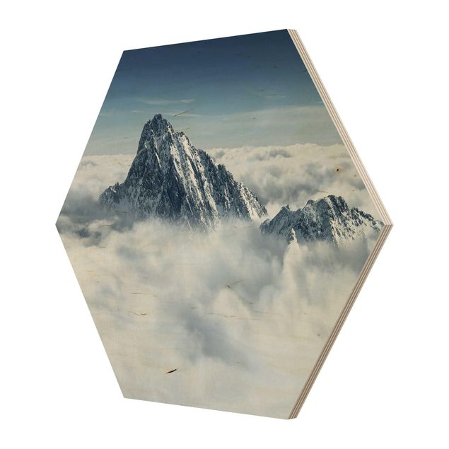 Hexagons houten schilderijen The Alps Above The Clouds