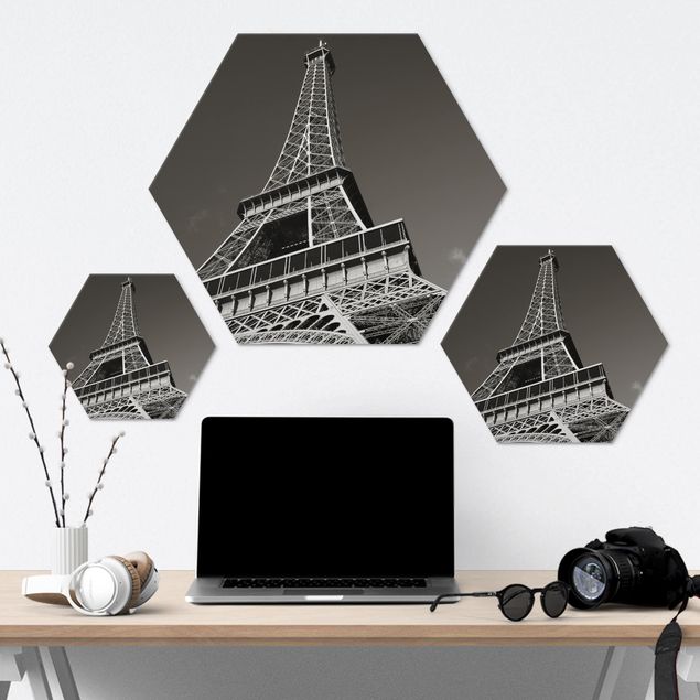 Hexagons Aluminium Dibond schilderijen Eiffel tower